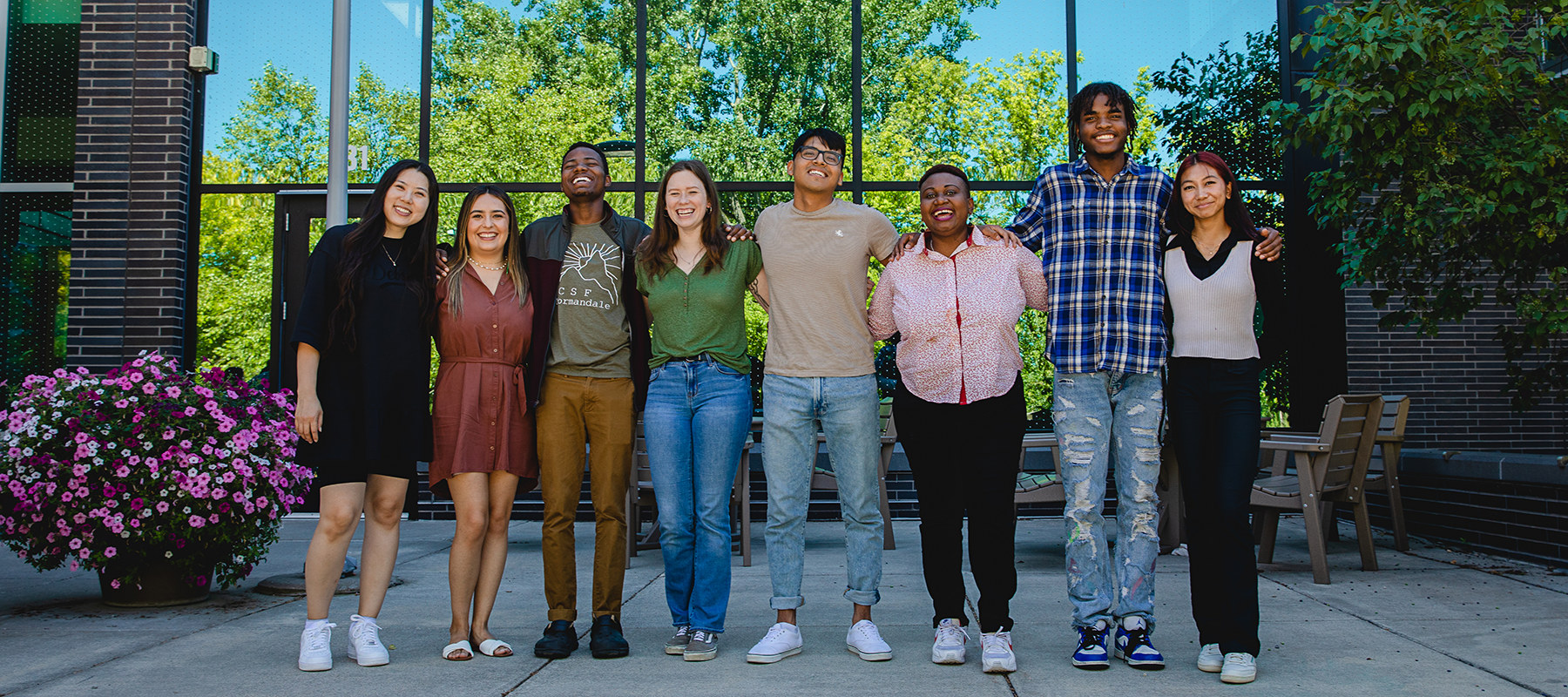 Image of Normandale students on campus who have already completed their online orientation. 